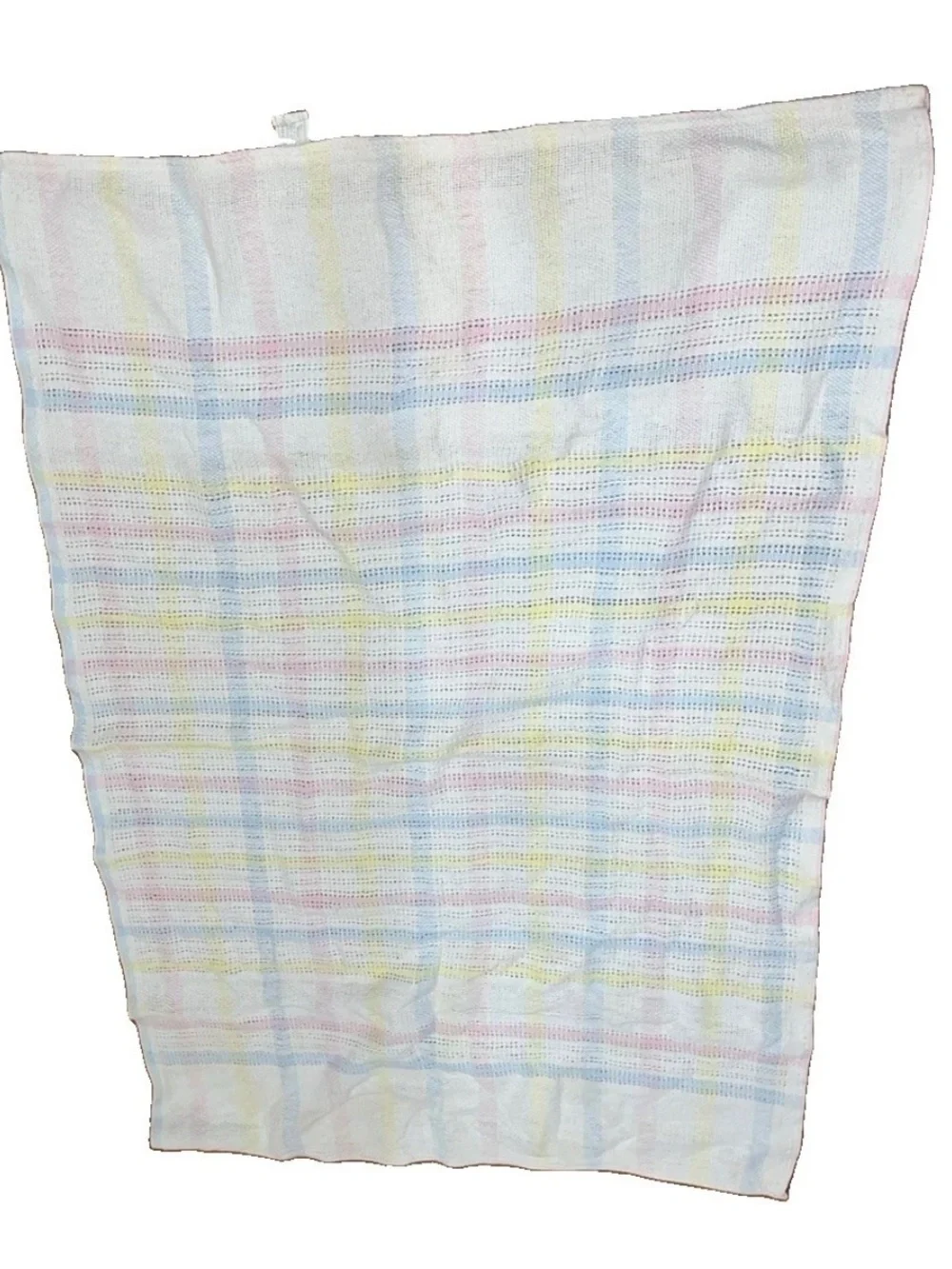 Vintage Beacon Thermal Baby Blanket Plaid 100% Cotton Waffle Weave Pastel